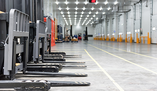 forklift on loading dock